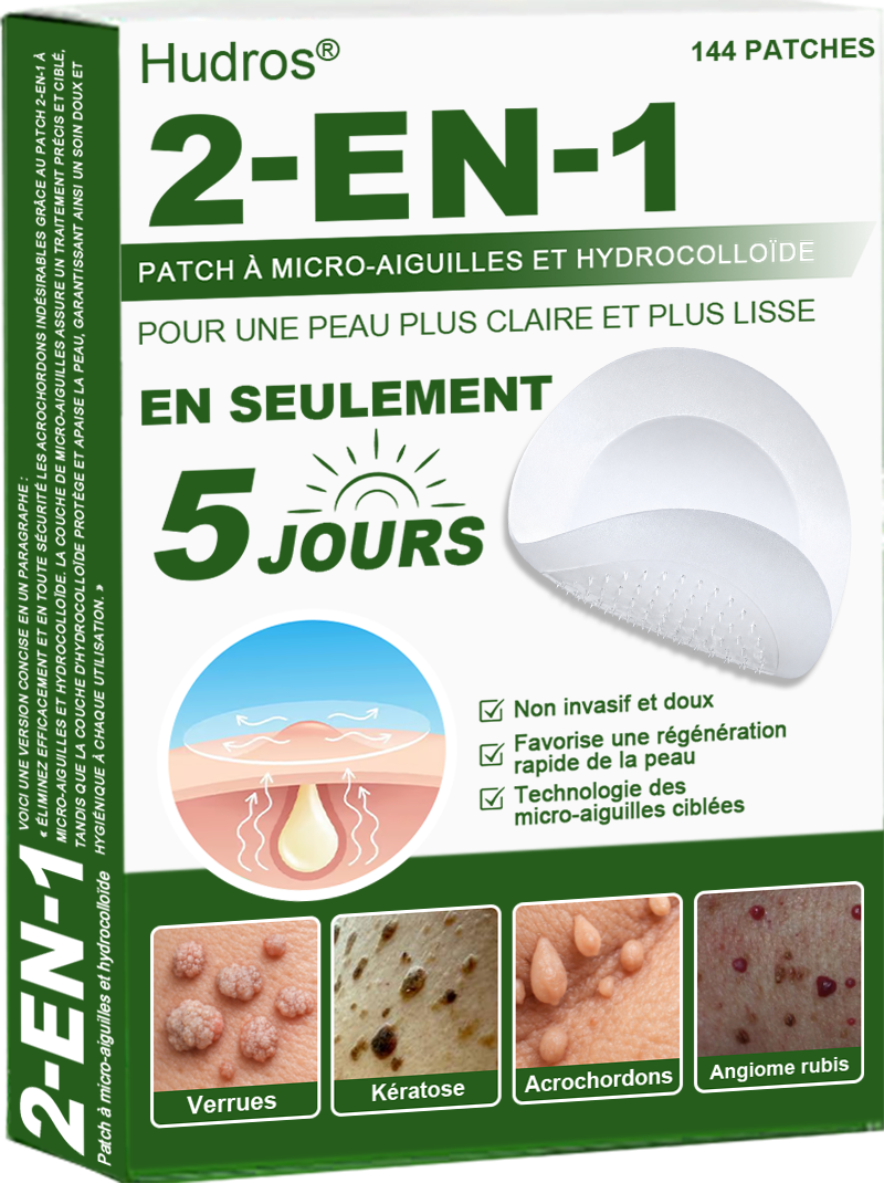 ✅ Patchs hydrocolloïdes à micro-aiguilles 2 en 1 𝐇𝐮𝐝𝐫𝐨s® | Élimine les grains de beauté en relief, l'acné, les verrues planes et les acrochordons | Patchs invisibles pour le visage et le corps | 144 patchs