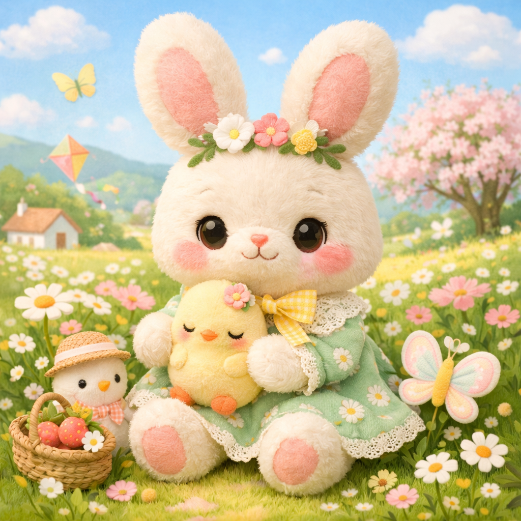 Spring Meadow Bunny Plush — Gift-Ready Blossom Box