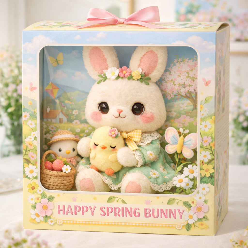 Spring Meadow Bunny Plush — Gift-Ready Blossom Box