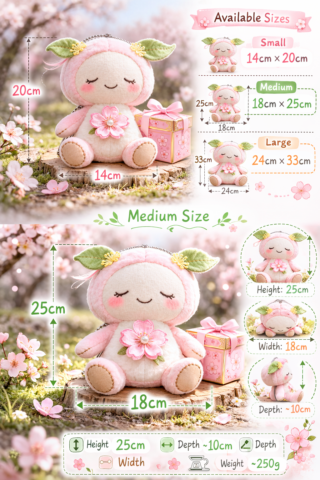 Adorable Peach Blossom Plush Toy