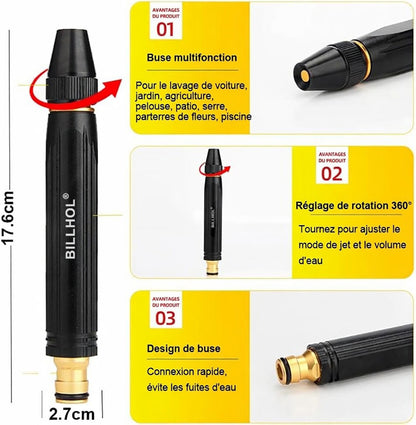 🔥 Dernier jour ! Prix le plus bas : seulement 5.7£ ! Pistolet à eau haute pression Billhol® 🏆 pour le lavage de voiture à domicile, indispensable pour arroser les plantes et les légumes, et laver sa voiture. 👍💦