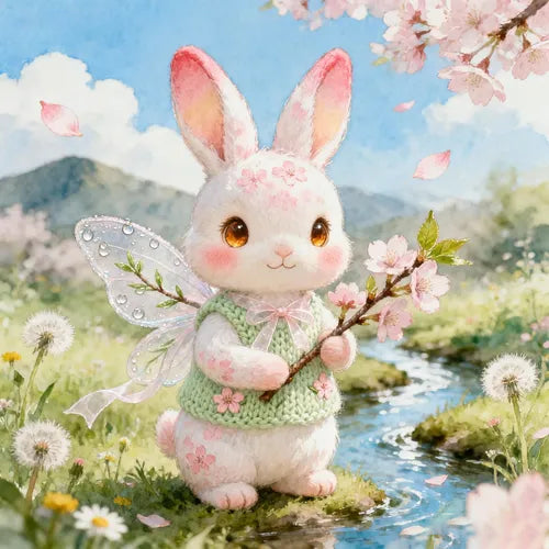 Magical Cherry Blossom Bunny Plush